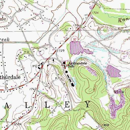 Topographic Map of Arthurdale School (historical), WV