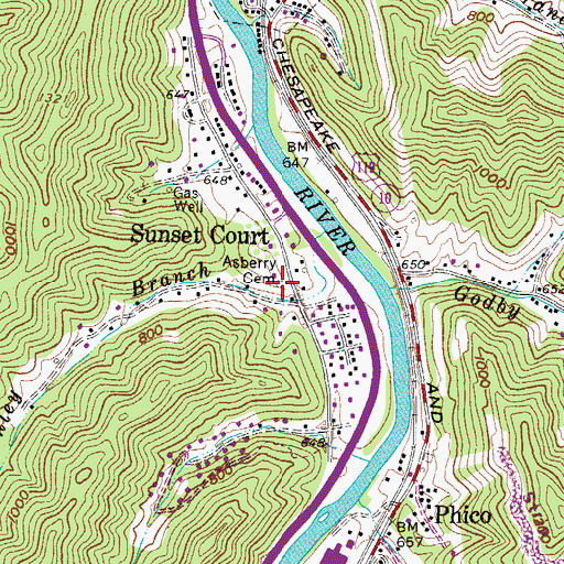 Topographic Map of Asberry Cemetery, WV