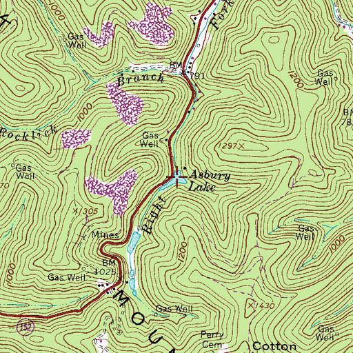 Topographic Map of Asbury Lake, WV