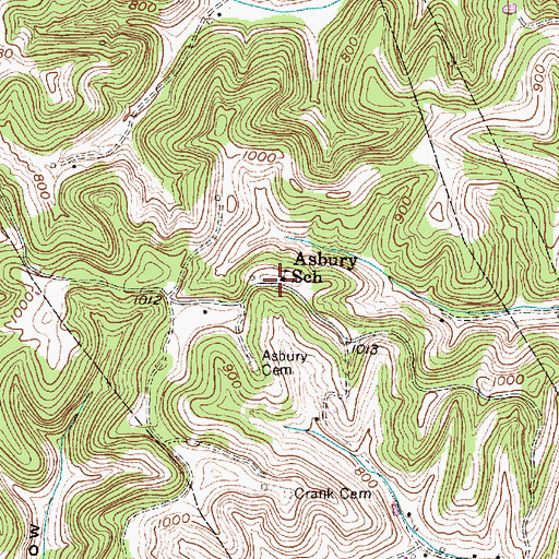 Topographic Map of Asbury School (historical), WV