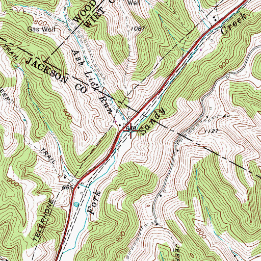 Topographic Map of Ash Lick Run, WV