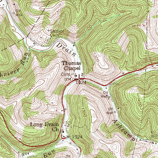 Topographic Map of Ashcamp Run, WV