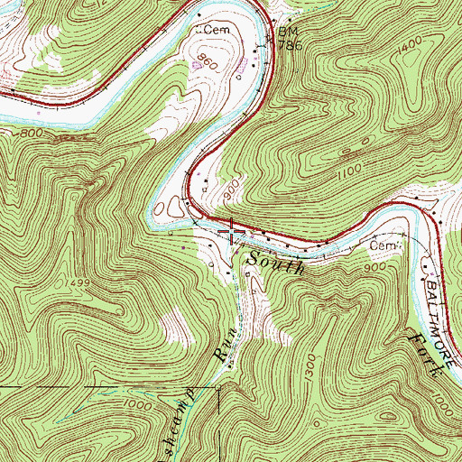 Topographic Map of Ashcamp Run, WV