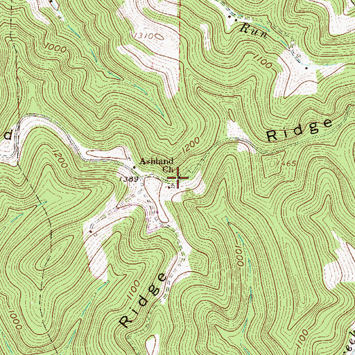Topographic Map of Ashland Church, WV