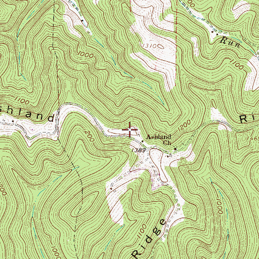 Topographic Map of Ashland Ridge, WV