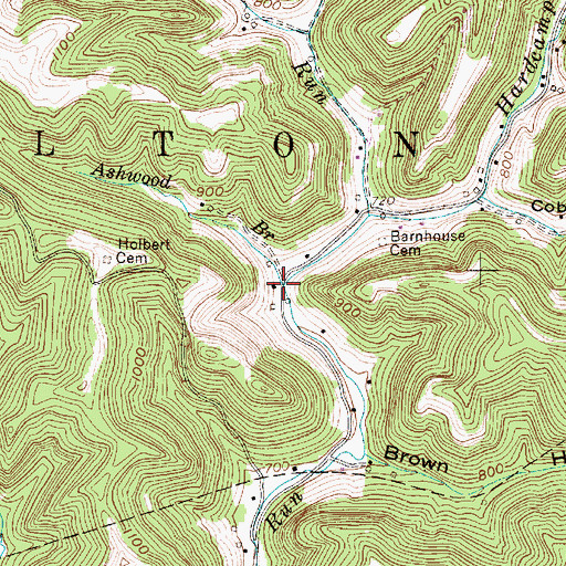 Topographic Map of Ashwood Branch, WV