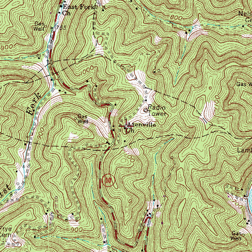 Topographic Map of Atenville Church, WV