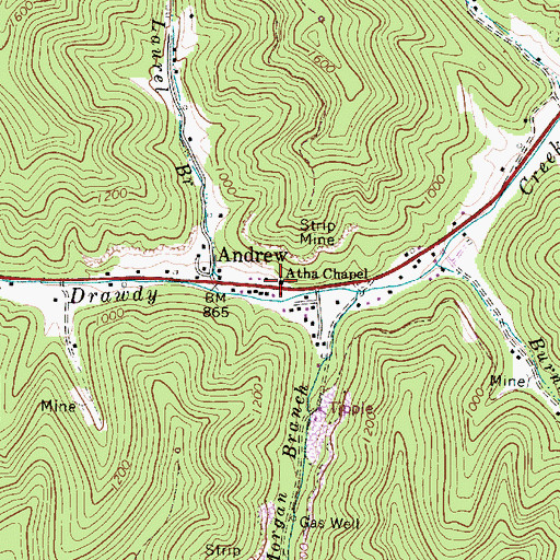 Topographic Map of Atha Chapel, WV