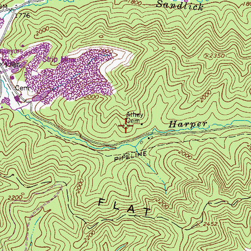 Topographic Map of Athey Cemetery, WV