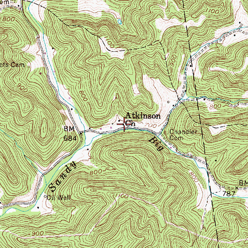Topographic Map of Atkinson Church, WV