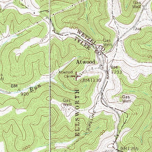 Topographic Map of Atwood Cemetery, WV