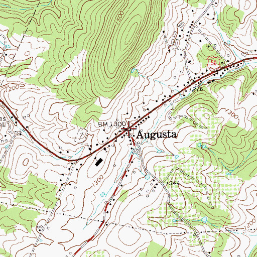 Topographic Map of Augusta, WV
