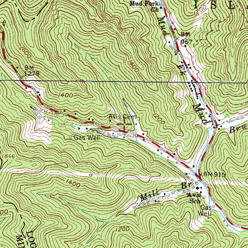 Topographic Map of Avis Cemetery, WV