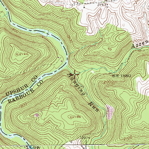 Topographic Map of Azzens Run, WV