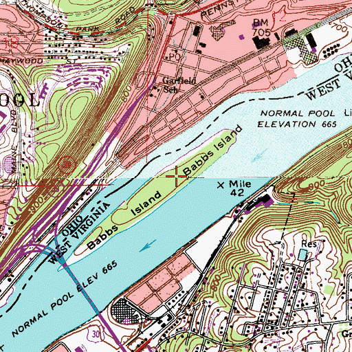 Topographic Map of Babbs Island, WV