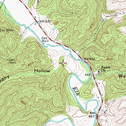 Topographic Map of Baby Hollow, WV