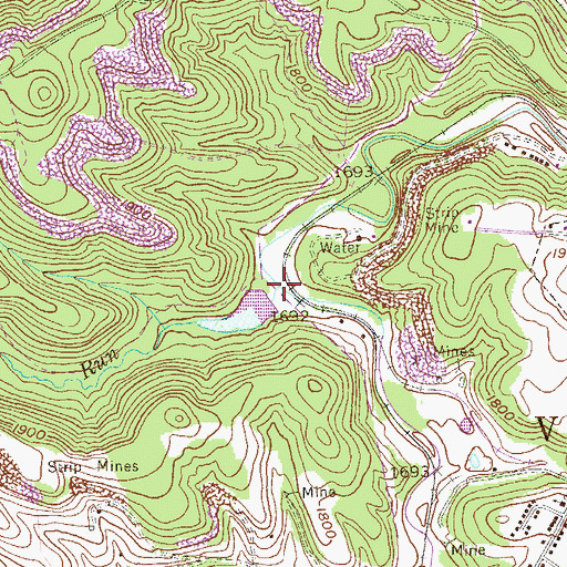 Topographic Map of Back Run, WV