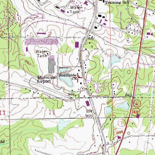 Topographic Map of Southside Baptist Church, AL