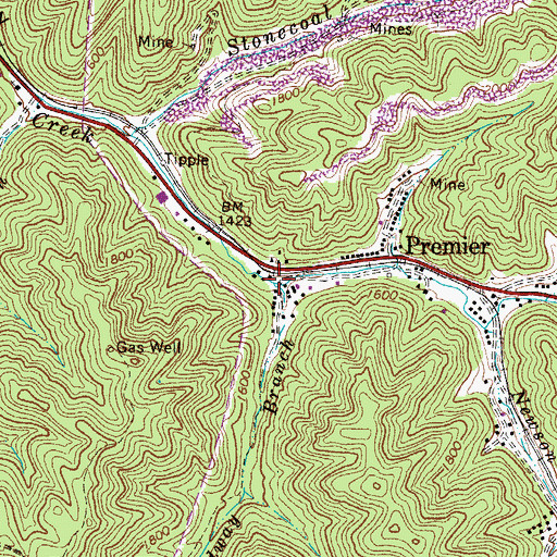 Topographic Map of Badway Branch, WV