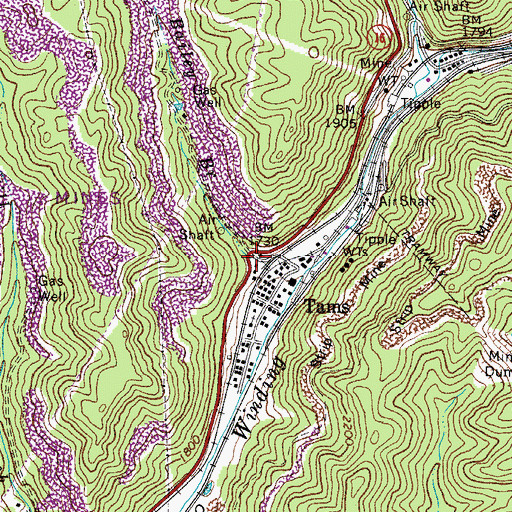 Topographic Map of Bailey Branch, WV