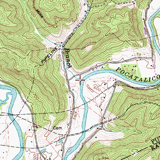 Topographic Map of Bailey Branch, WV