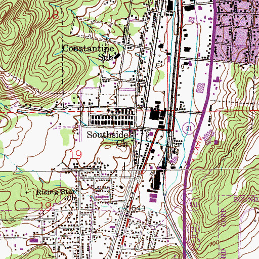 Topographic Map of Southside Baptist Church, AL