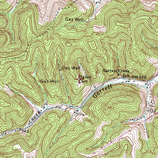 Topographic Map of Bailey Cemetery, WV