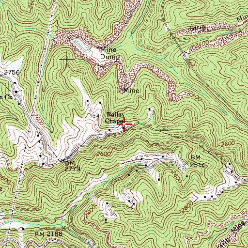 Topographic Map of Bailey Chapel, WV