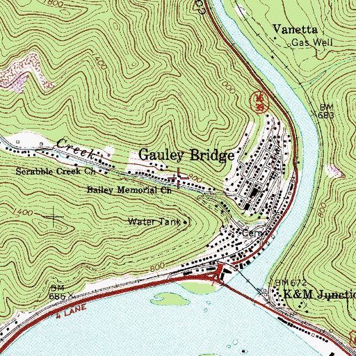 Topographic Map of Bailey Memorial Church, WV