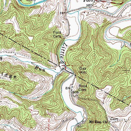 Topographic Map of Bailey Run, WV