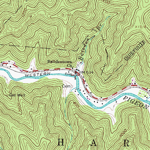Topographic Map of Baisden Branch, WV