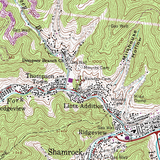 Topographic Map of Baisden Cemetery, WV