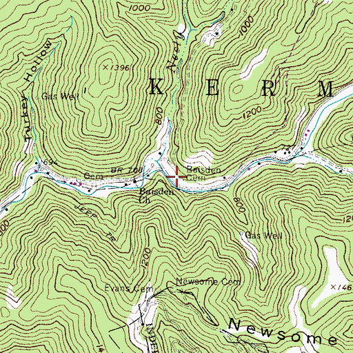 Topographic Map of Baisden Cemetery, WV