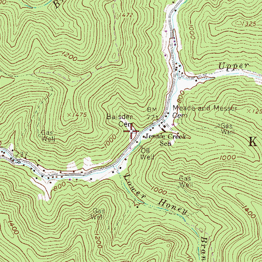 Topographic Map of Baisden Cemetery, WV