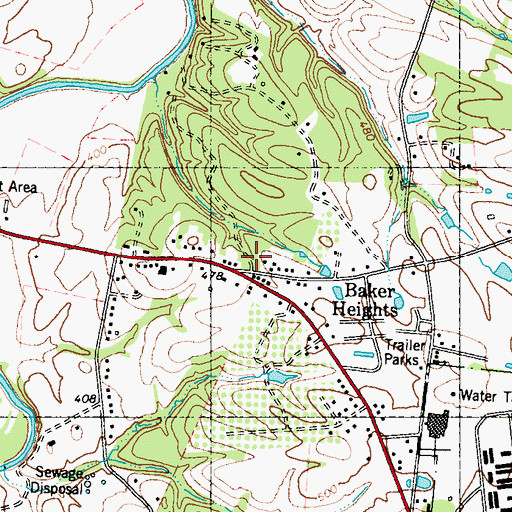 Topographic Map of Baker Heights, WV