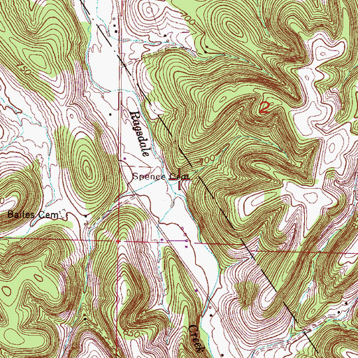 Topographic Map of Spence Cemetery, AL