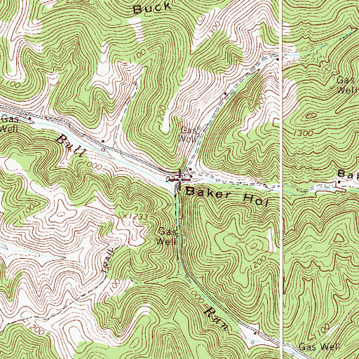 Topographic Map of Baker Hollow, WV