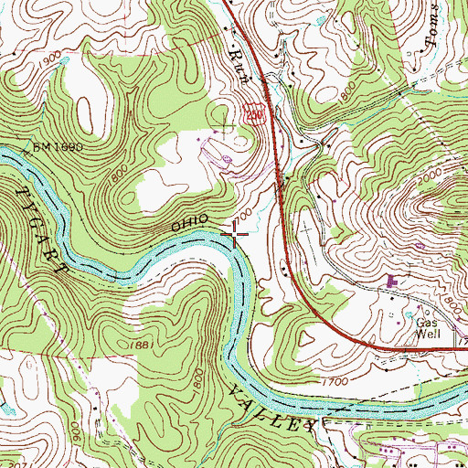 Topographic Map of Baker Run, WV