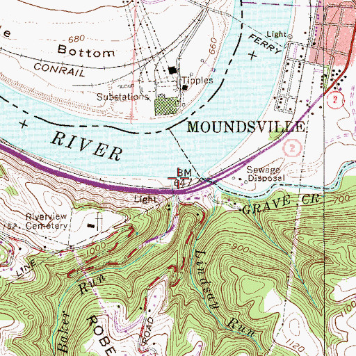 Topographic Map of Baker Run, WV