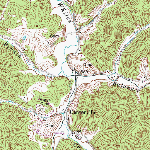 Topographic Map of Balangee Branch, WV