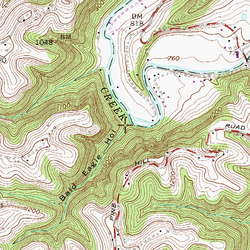 Topographic Map of Bald Eagle Hollow, WV