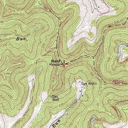 Topographic Map of Bald Knob, WV