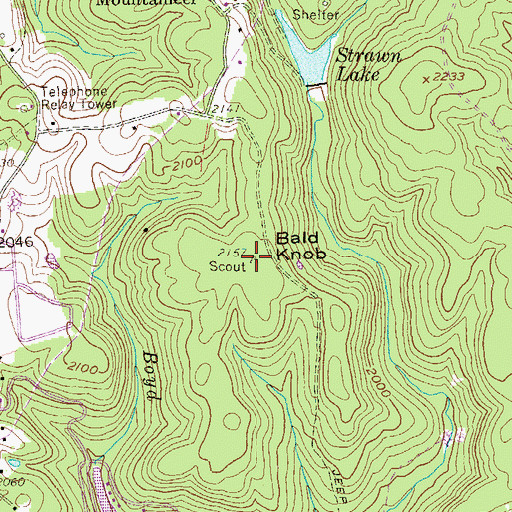Topographic Map of Bald Knob, WV