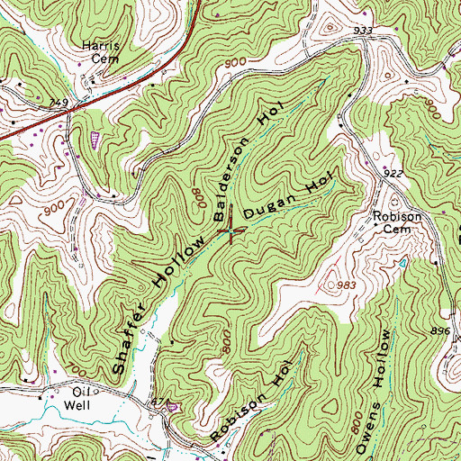 Topographic Map of Balderson Hollow, WV