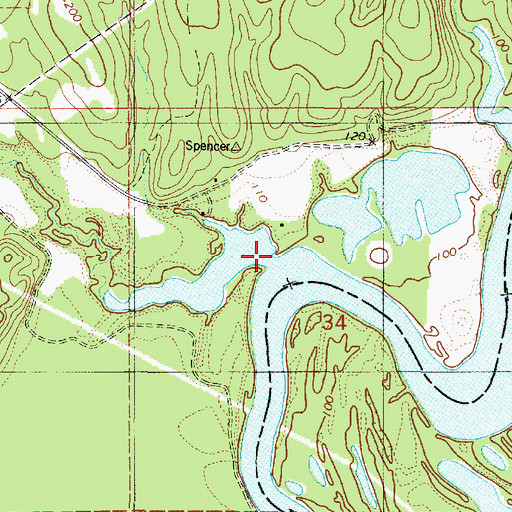 Topographic Map of Spencers Creek, AL