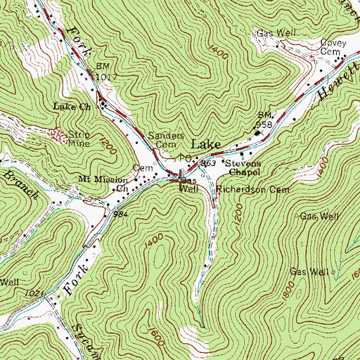 Topographic Map of Baldwin Fork, WV