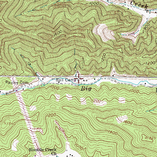 Topographic Map of Ball Cemeteries, WV