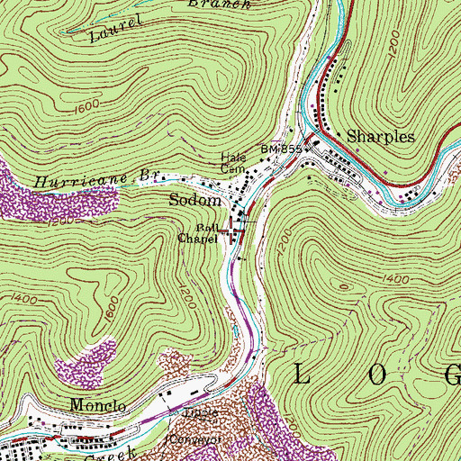 Topographic Map of Ball Chapel, WV