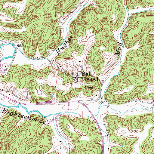 Topographic Map of Ball Chapel, WV