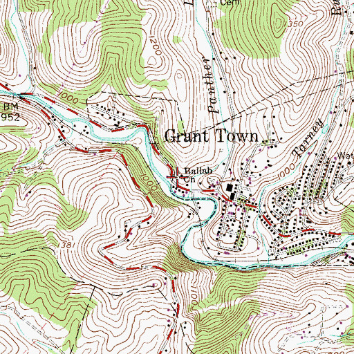 Topographic Map of Ballah Chapel Monumental United Methodist Church, WV